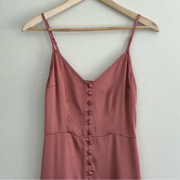 NWT Abercrombie & Fitch Button-Up Mini Satin Slip Dress in Pink - Picture 6 of 12
